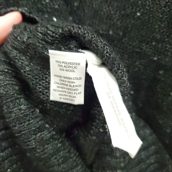 Ann Taylor LOFT Women's Black Mesh Knit Sequin Dolman Sleeve Pullover Sweater XS - Picture 5 of 8